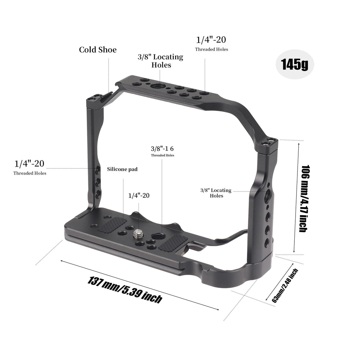 Camera Cage with NATO Rail Cold Shoe Quick Release Plate R201