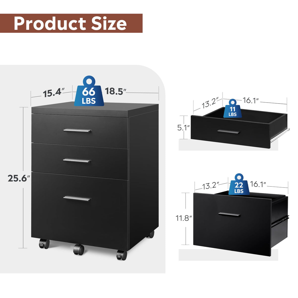 3 Drawer Wood File Cabinet Q21970