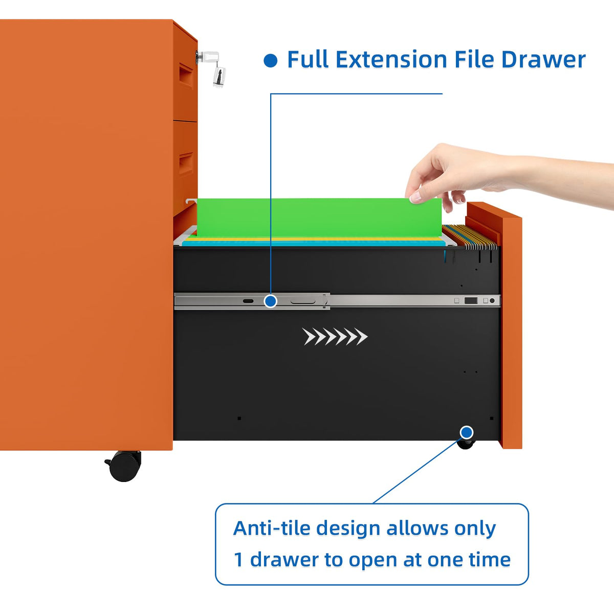 3 Drawer Metal Rolling File Cabinet G2556