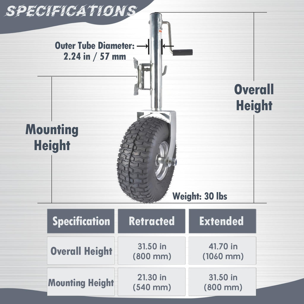 Heavy-Duty Swivel Trailer Tongue Jack 2000 lbs P3989