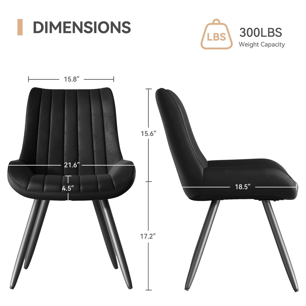 Black Faux Leather Upholstered Dining Chairs Set of 6 Z3227