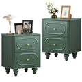 2 Drawer Fluted Nightstand Set of 2 Green M365