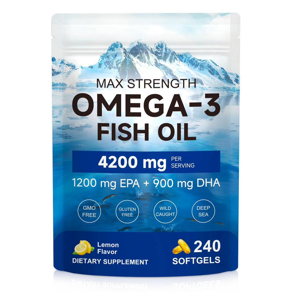 Omega 3 Fish Oil 4200mg 240 Softgels Lemon Flavor F677
