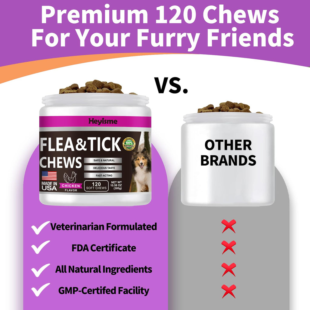 Flea and Tick Chewables for Dogs Chicken 120 Chews Q12909