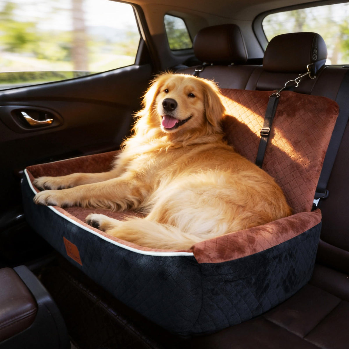 Large Dog Car Seat Portable Travel Dog Bed Velvet Memory Foam X385