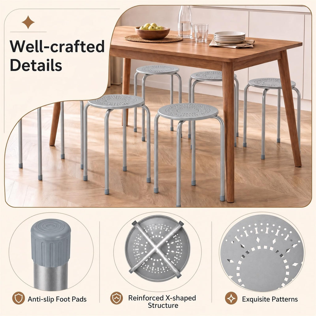 Grey Stackable School Stools 6-Pack U478480