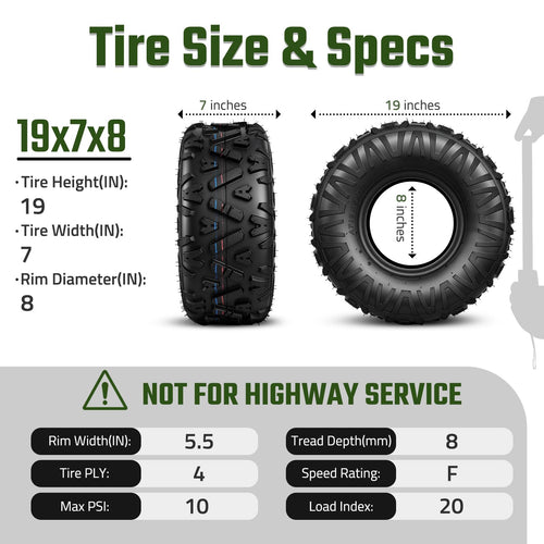19x7-8 All Terrain Tubeless Set of 2 Tires M959416