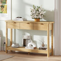 47.2" Narrow Console Table with 3 Drawers & Charging Station, Oak S7400
