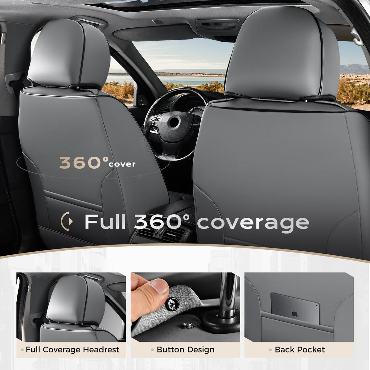 Waterproof Leather Car Seat Covers Full Set Z739794
