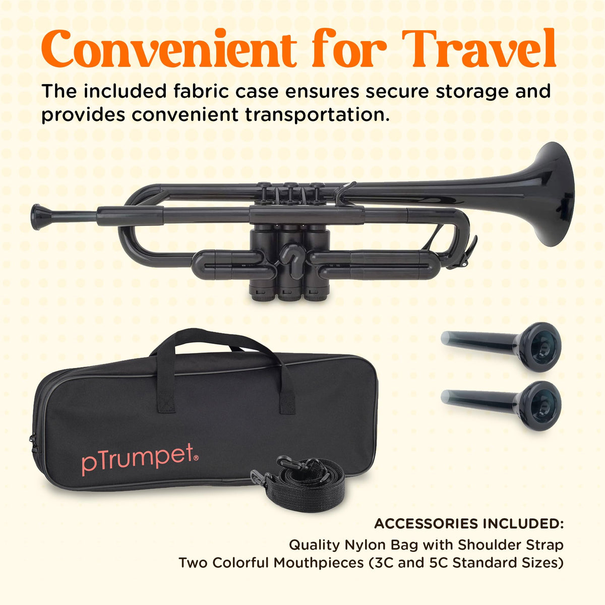 Bb Plastic Trumpet with 3C & 5C Mouthpieces and Carrying Bag S357