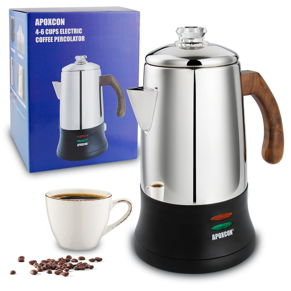 6 Cup Stainless Steel Electric Coffee Percolator A989