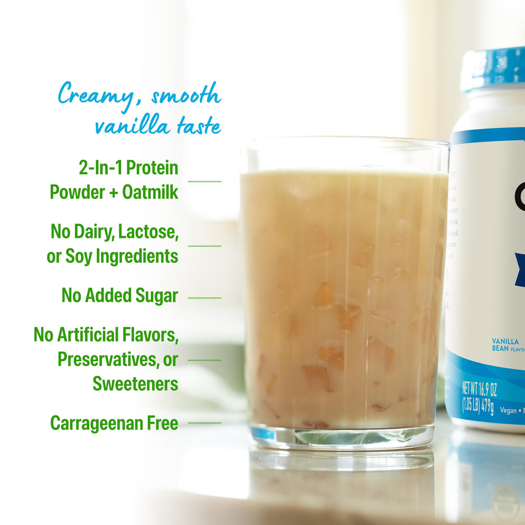 Organic Vegan Protein Powder + Oat Milk, Vanilla Bean, 20g Plant Based Protein, 1.05lb M310