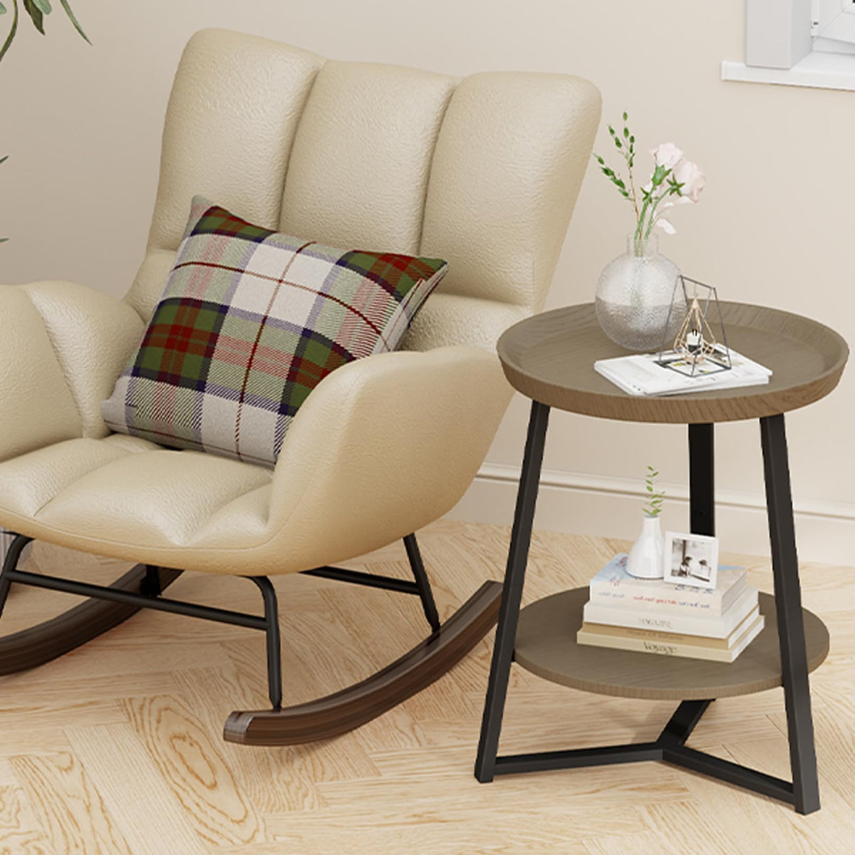 Round 2 Tier End Table with Storage Shelf J6864