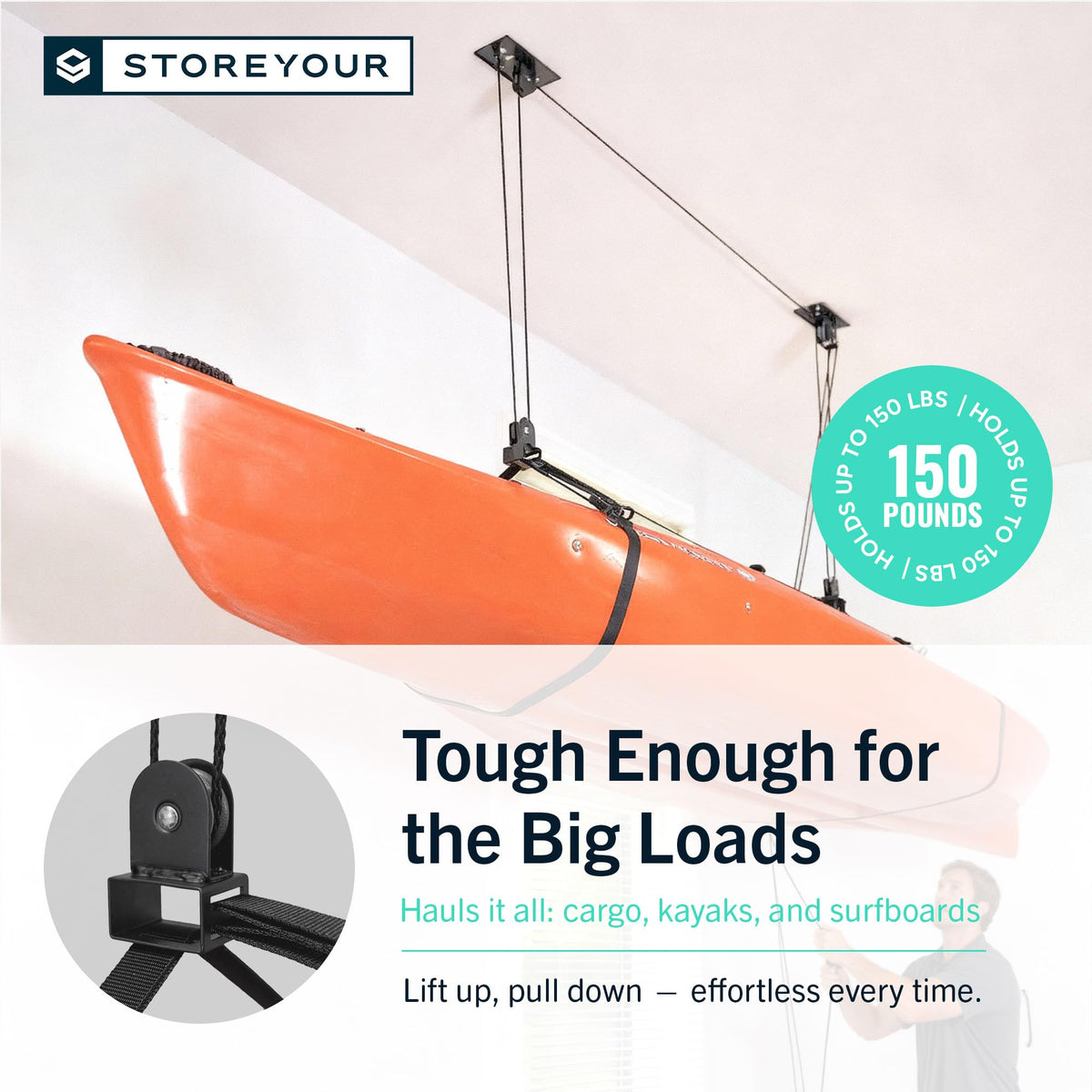Kayak and Canoe Ceiling Hoist Storage Rack T59256
