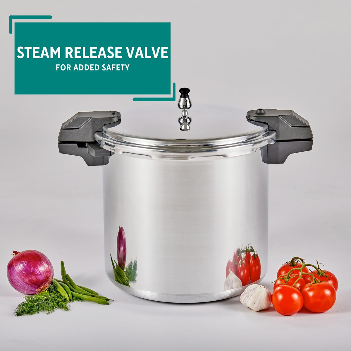 Polished Aluminum 22-Quart Pressure Cooker Z165120