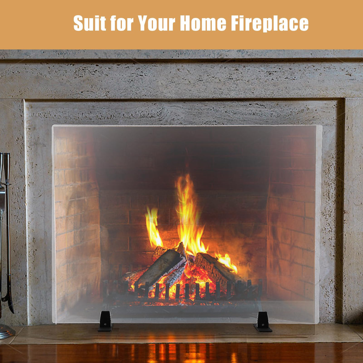 Tempered Glass Fireplace Screen 26" x 36" G918
