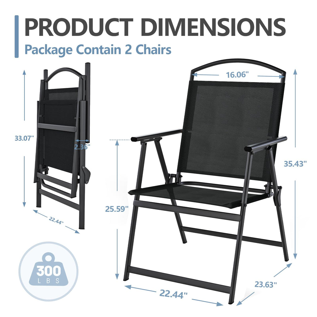 Folding Outdoor Chairs Set of 2 Black G223687