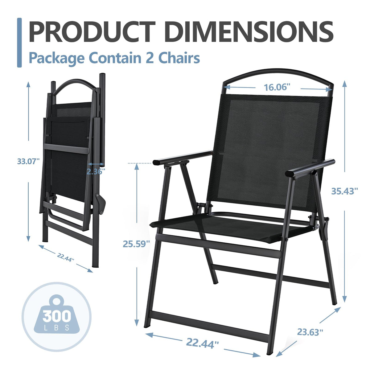 Folding Outdoor Chairs Set of 2 Black G223687