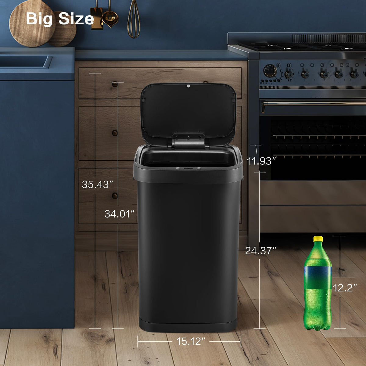 13 Gallon Touchless Stainless Steel Trash Can Z886601