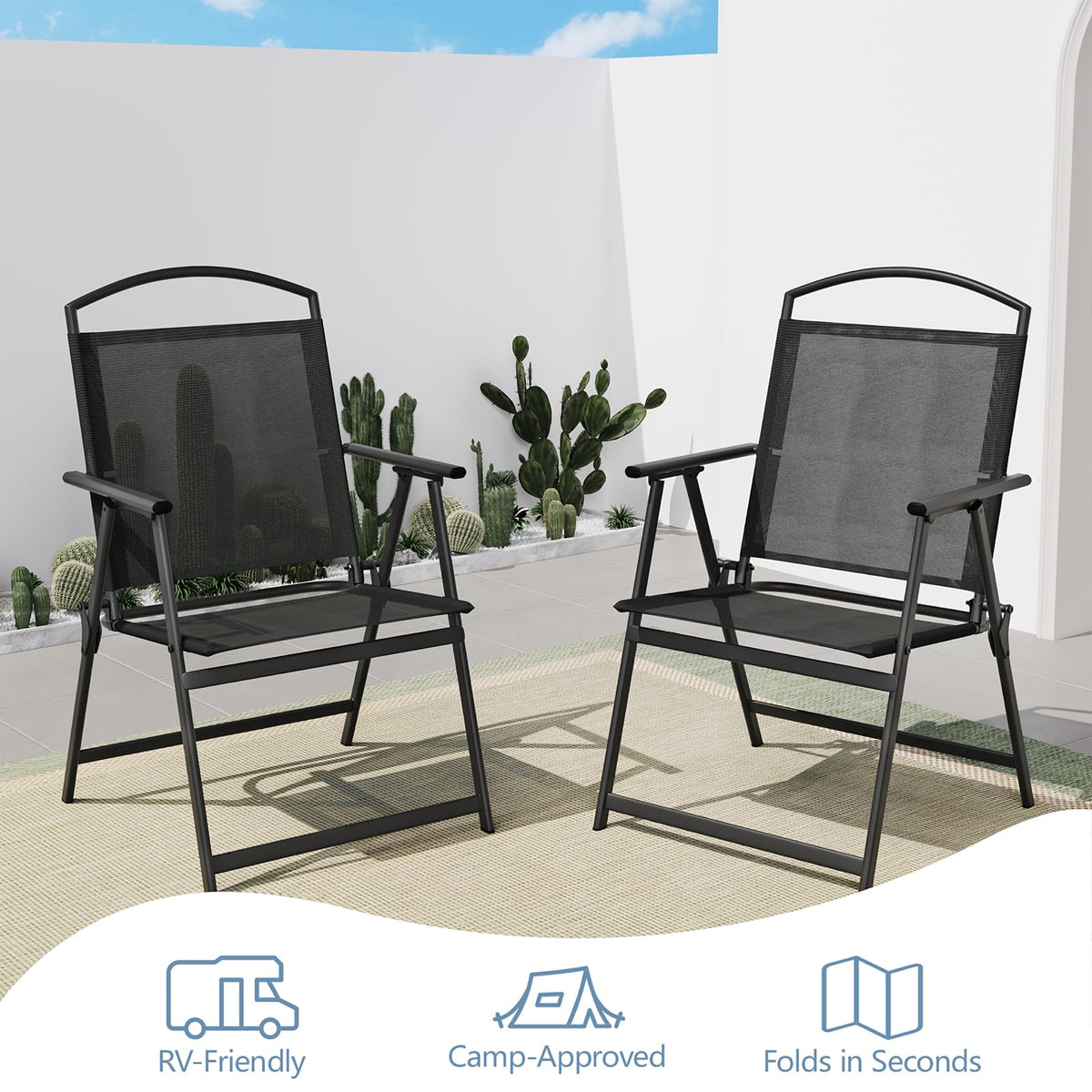 Folding Outdoor Chairs Set of 2 Black G223687