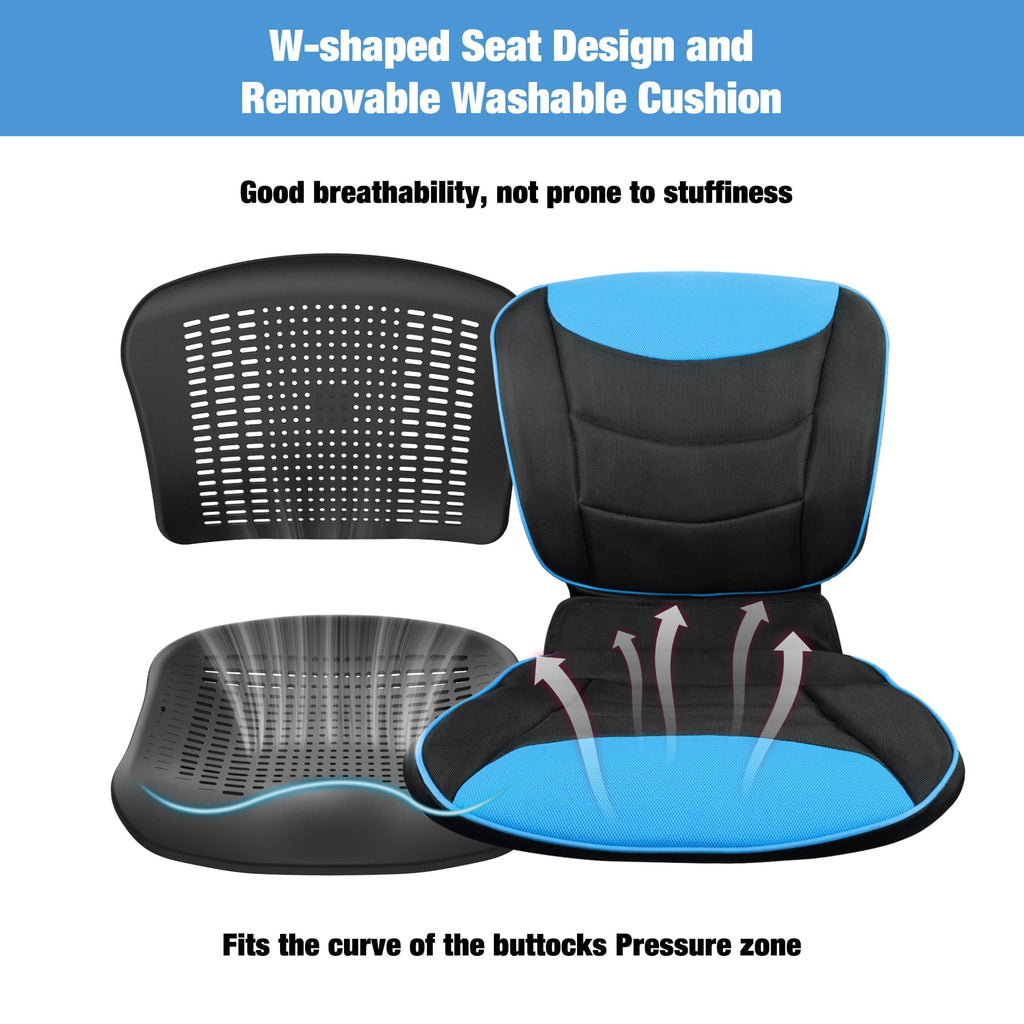 Lightweight Foldable Transport Wheelchair with Telescopic Handle, 16-Inch Seat, Blue M7472