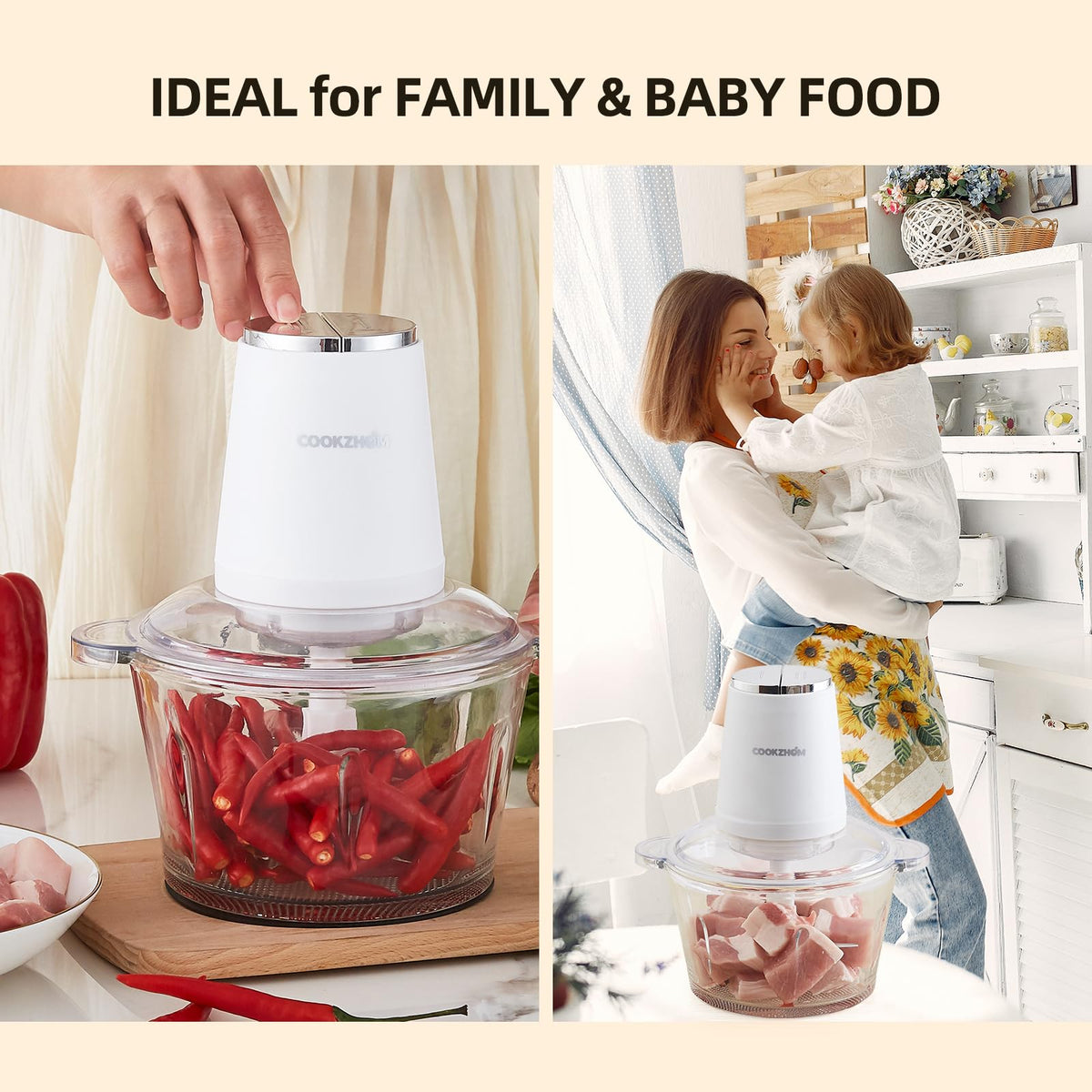500W Stainless Steel 8-Cup Glass Bowl Food Processor R140407