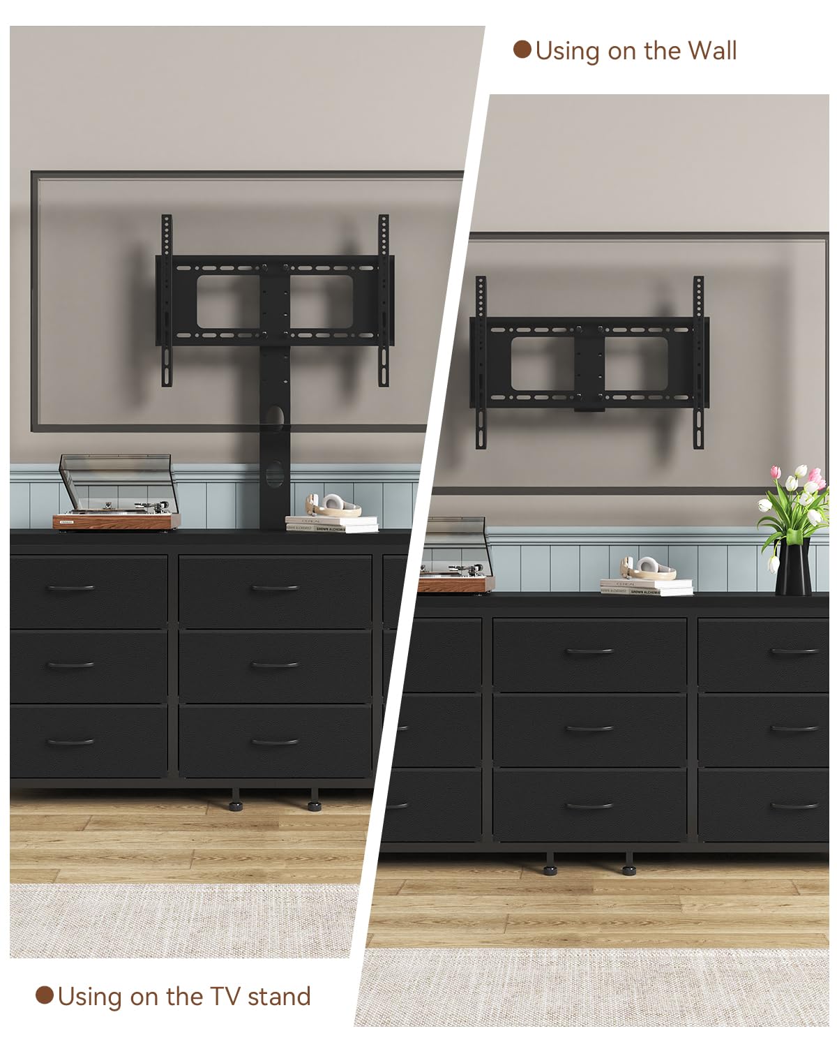 TV Stand with Mount and 9 Fabric Drawers W950