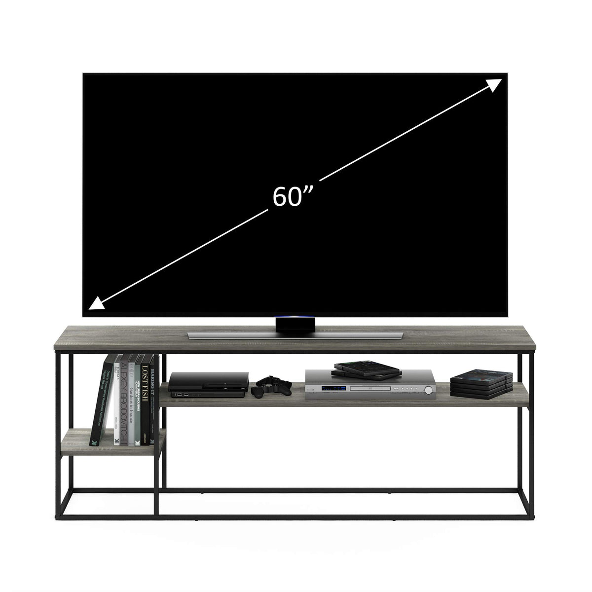 3-Tier Grey Oak TV Stand up to 65 Inch B6261