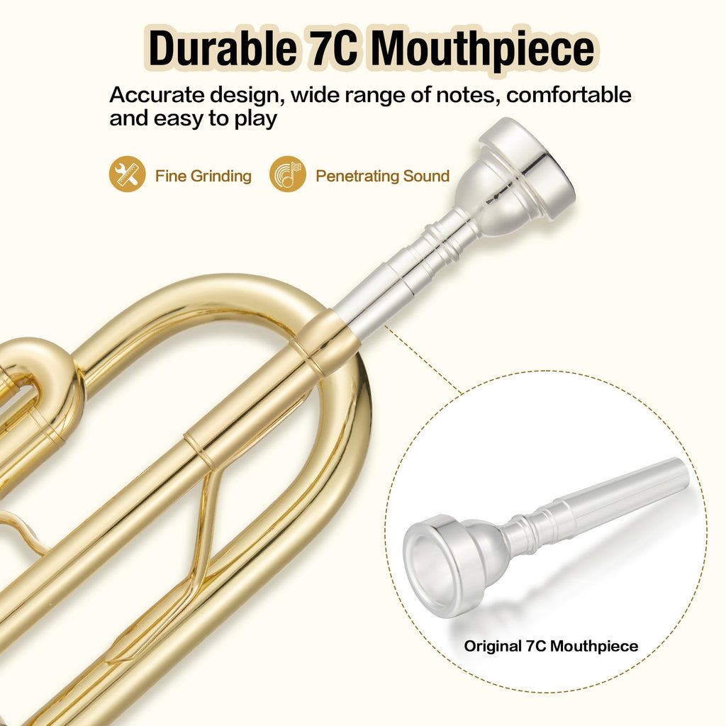 Bb Trumpet with Case Mouthpiece Gloves Cleaning Kit and Polish Cloth U4164