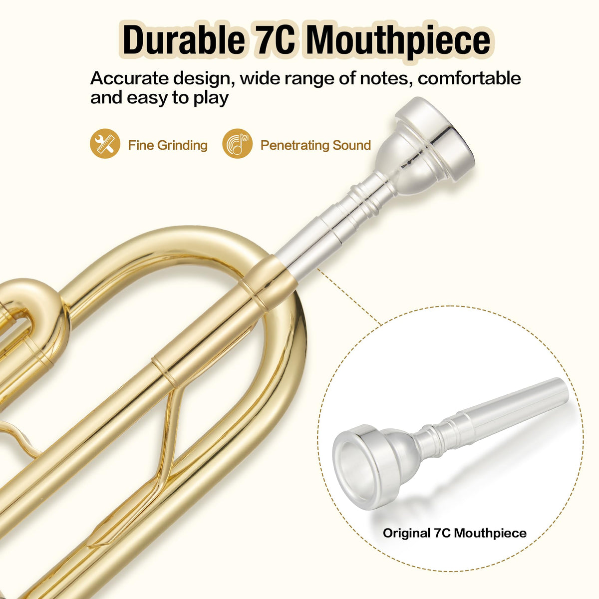 Bb Trumpet with Case Mouthpiece Gloves Cleaning Kit and Polish Cloth U4164