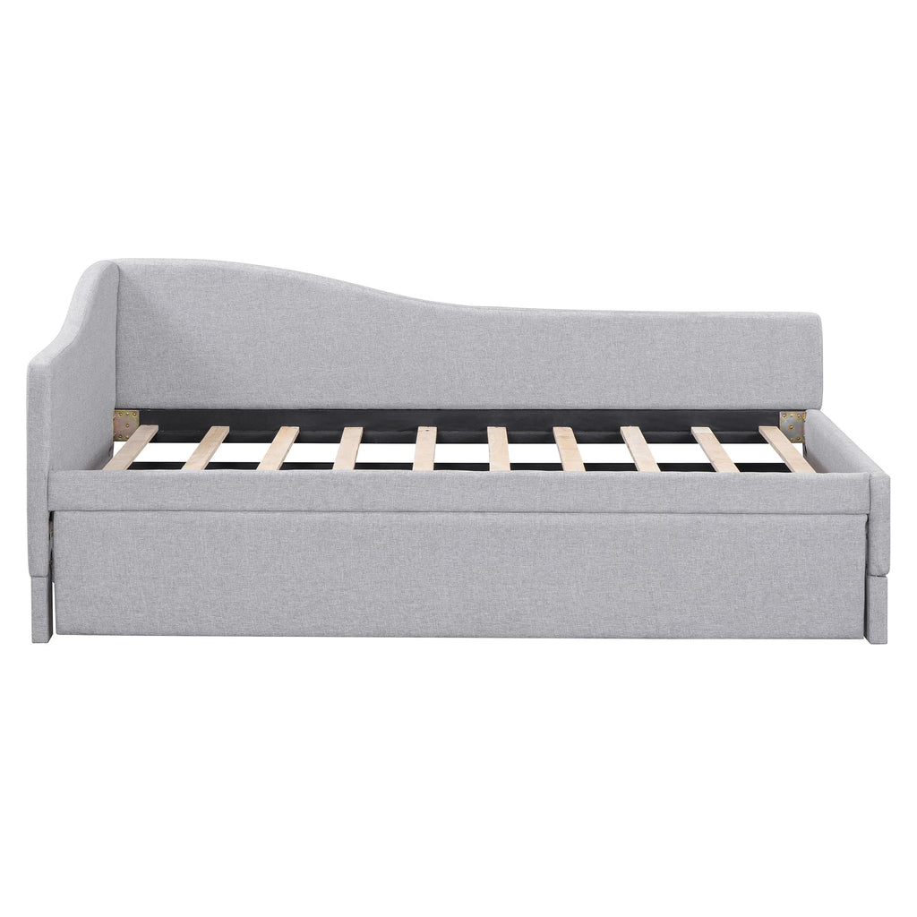 Twin Size Linen Upholstered Daybed with Pop up Trundle B9335