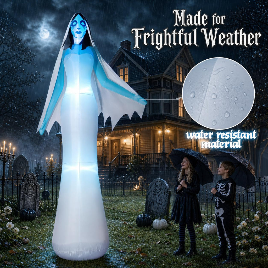 12FT Halloween Inflatable Ghost Bride with Blue LEDs L5774