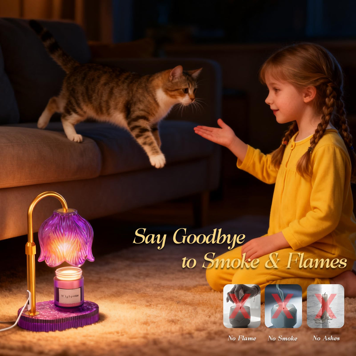 Flower Candle Warmer Lamp with Timer P123