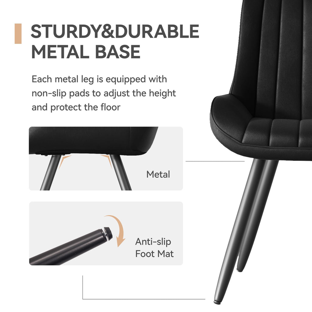 Black Faux Leather Upholstered Dining Chairs Set of 6 Z3227