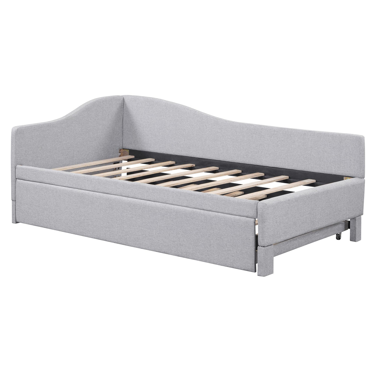 Twin Size Linen Upholstered Daybed with Pop up Trundle B9335