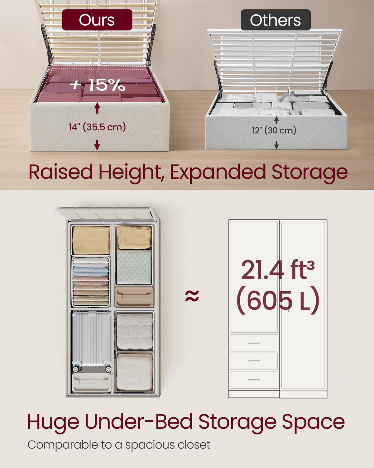 Twin Size Upholstered Lift Up Storage Bed Frame N997