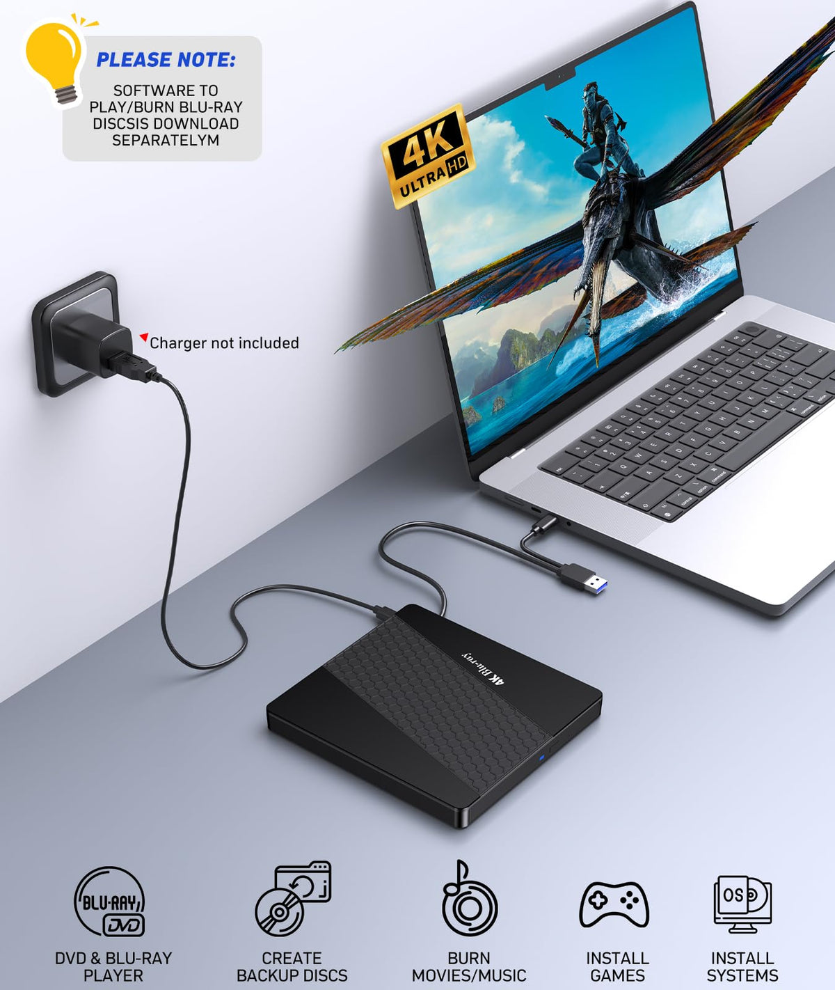 4k Blu Ray Drive with Carry Case J4352