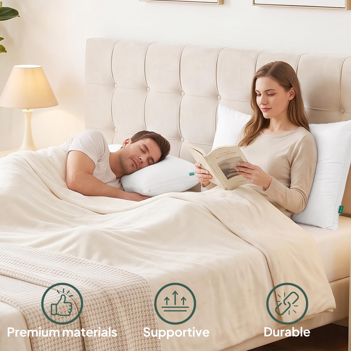 King Size Set of 2 Adjustable Memory Foam Bed Pillows H185