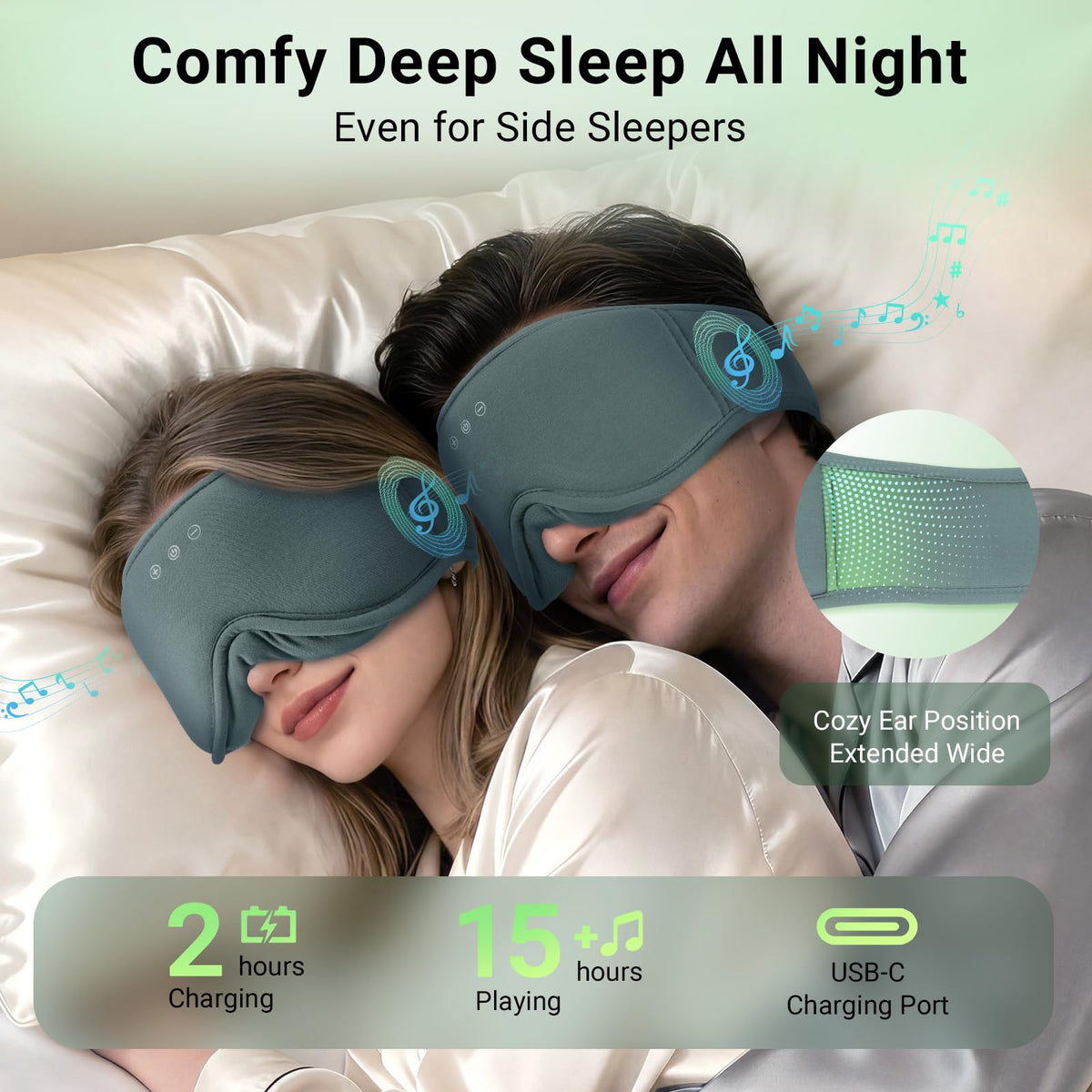 Bamboo Cotton Sleep Mask with Bluetooth Headphones C33008