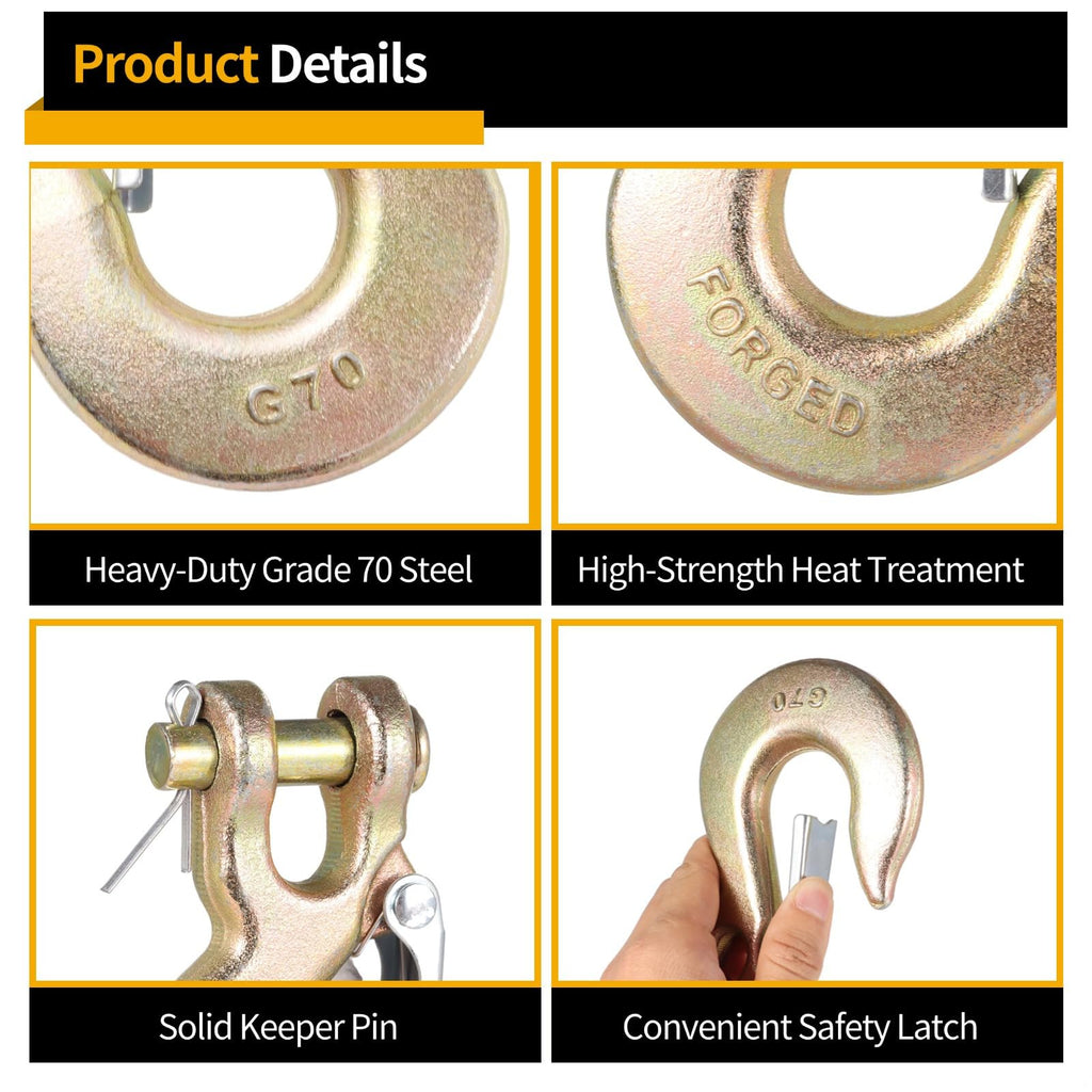 3/8-Inch Grade 70 Steel Clevis Slip Hooks 4-Pack Q75620