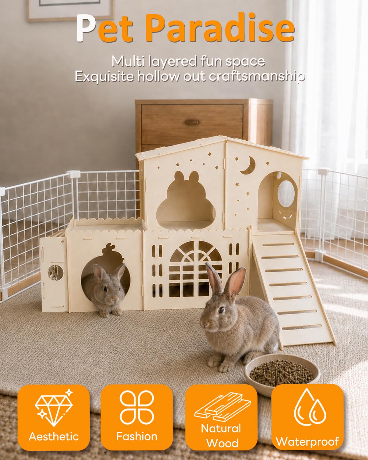 2-Story Wooden Rabbit House T54960