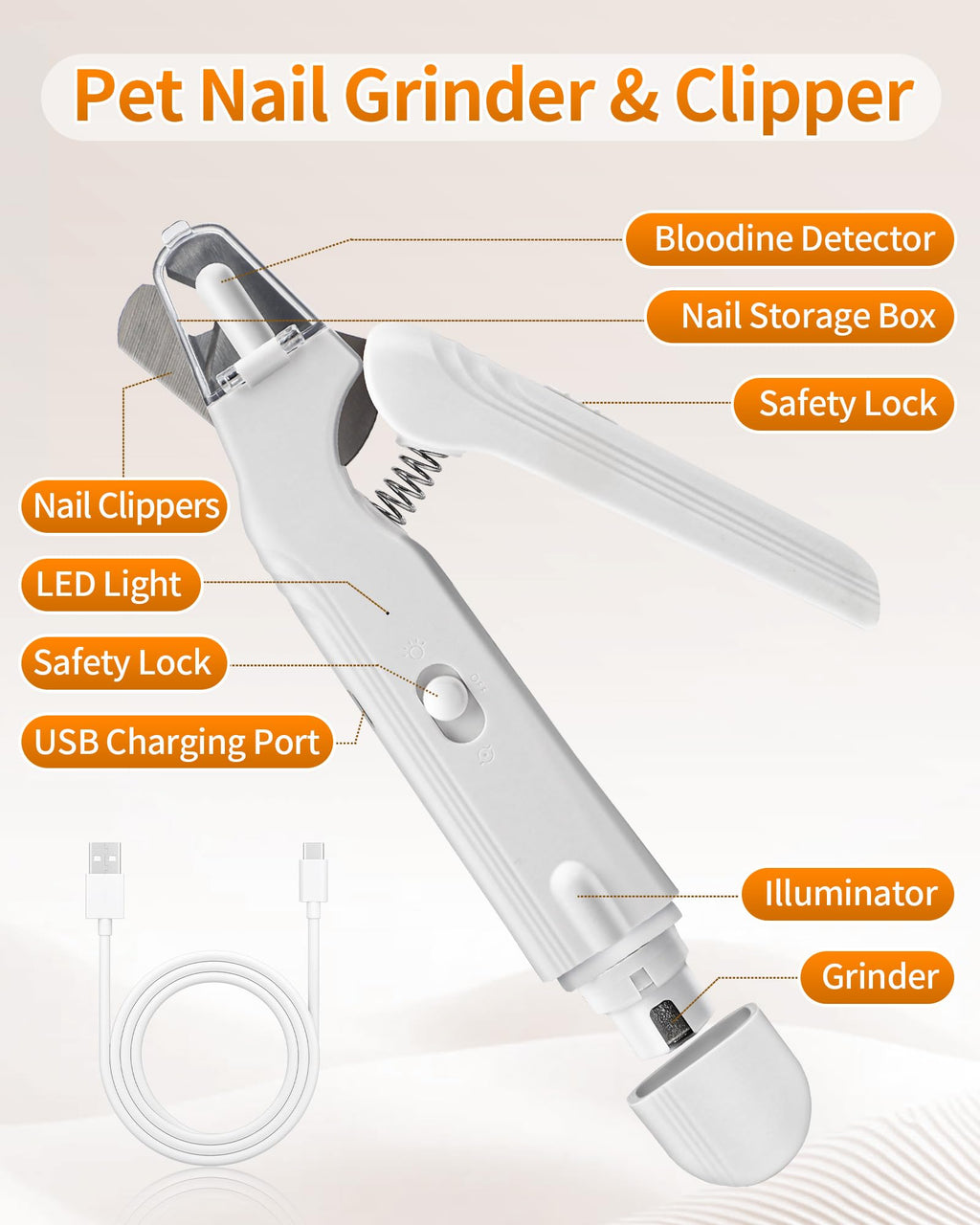 2-in-1 Dog & Cat Nail Clippers & Grinder with LED Light K234419