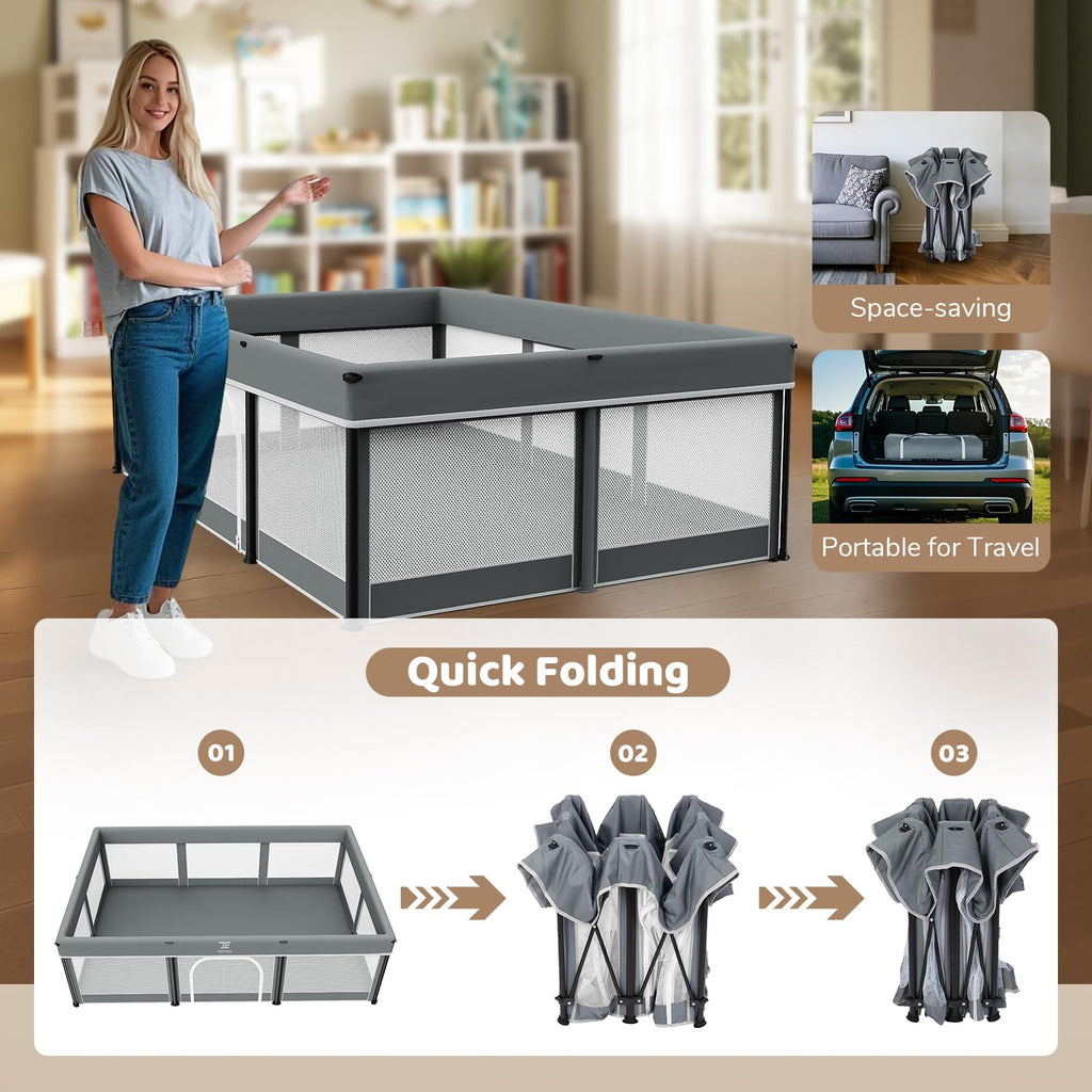Foldable Baby Playpen with Mat K28049