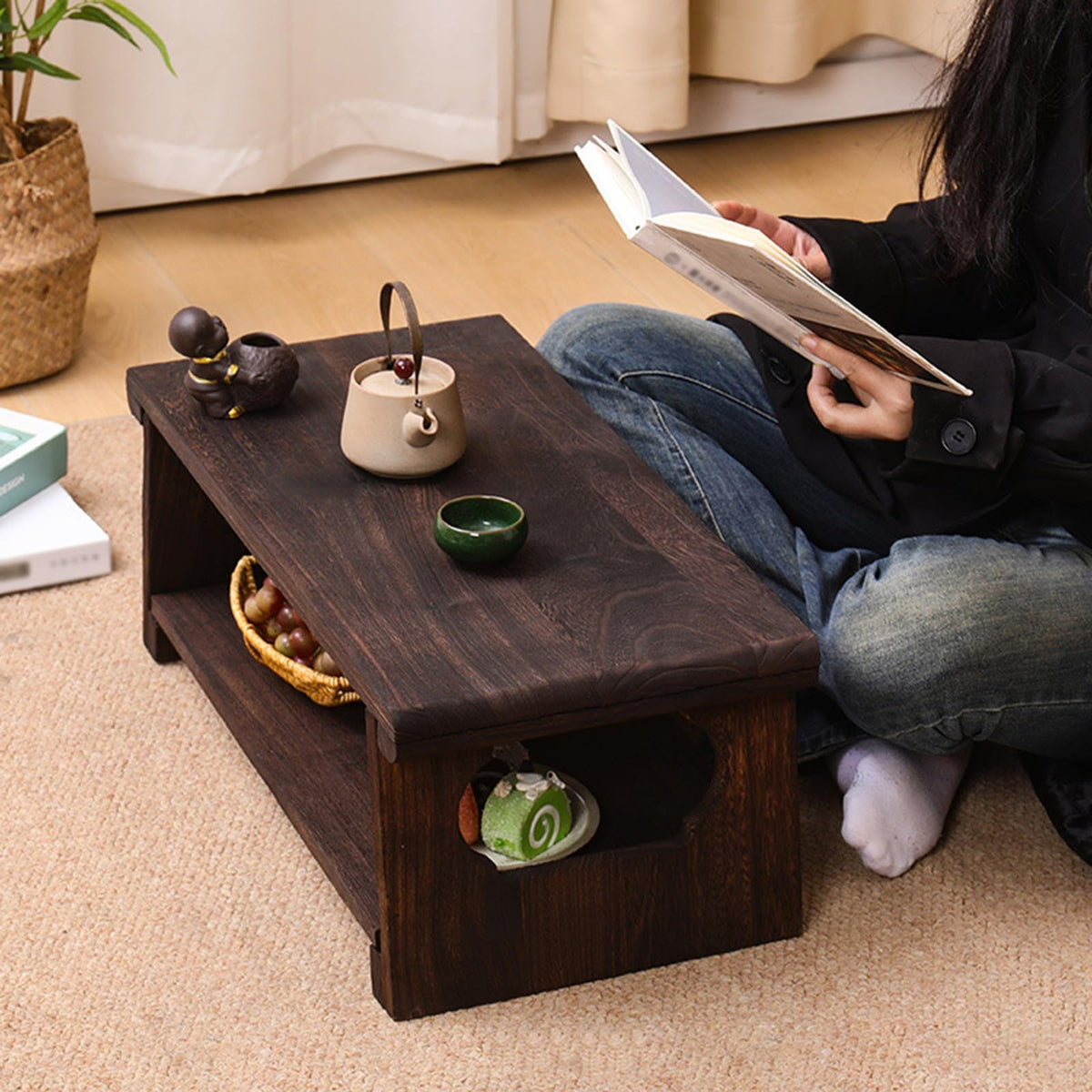 Foldable Japanese Low Floor Table 60x30x22cm Y4807