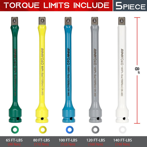 1/2" Drive 5-Piece Impact Torque Limiting Extension Bar Set V579