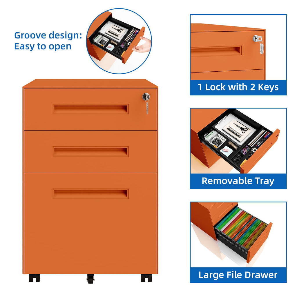 3 Drawer Metal Rolling File Cabinet G2556