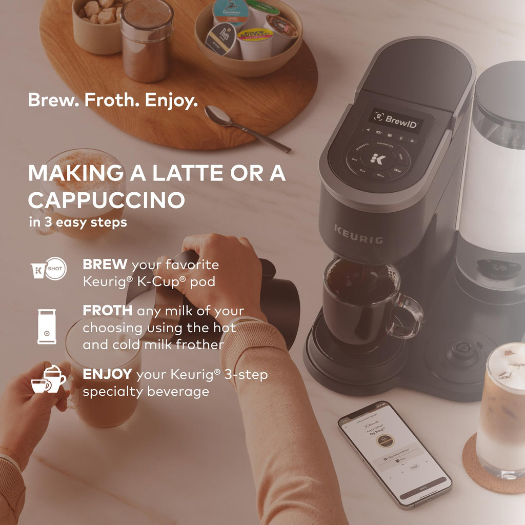 Single Serve Coffee Maker with Built-In Frother, 6 Brew Sizes, Black O872027