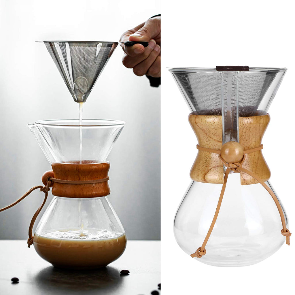 High Temp Glass Coffee Drip Pot with Reusable Filter 600ml U42023