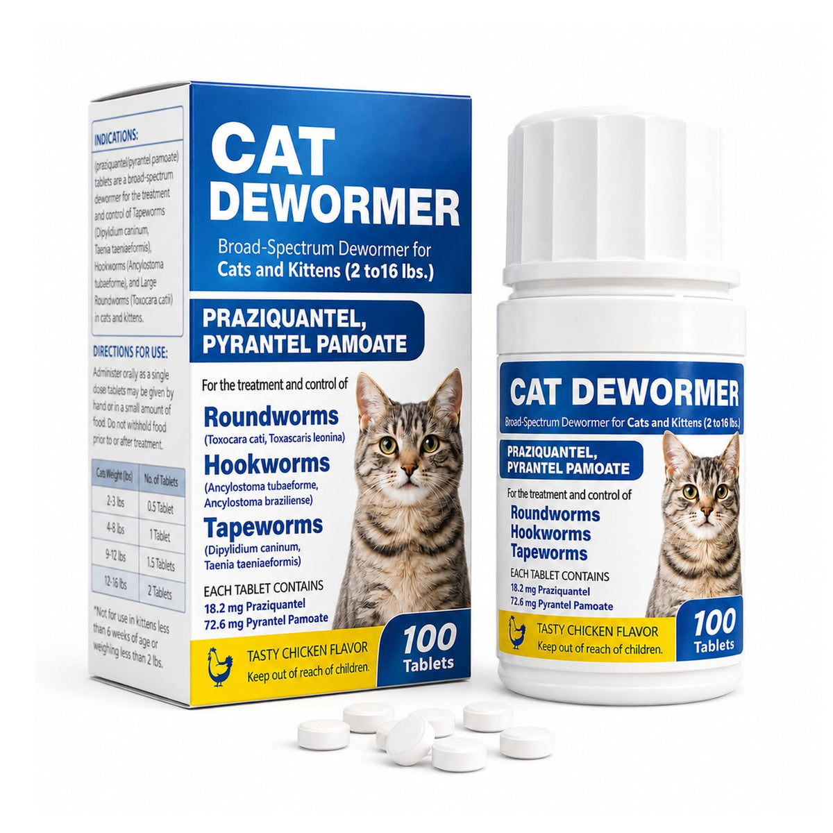 Cat and Kitten Dewormer 100 Tablets T2878