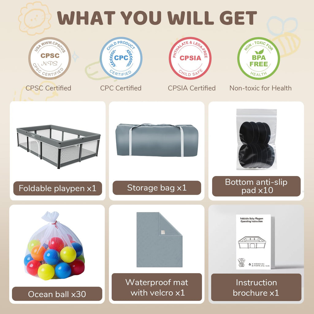 Foldable Baby Playpen with Mat K28049